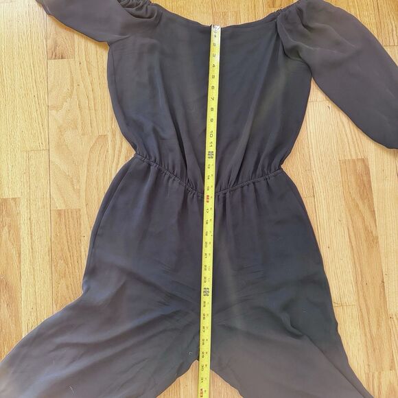 Theory Silk Classic GGT Jumpsuit Off the Shoulder Georgette Black M Boho Chic - Picture 9 of 16